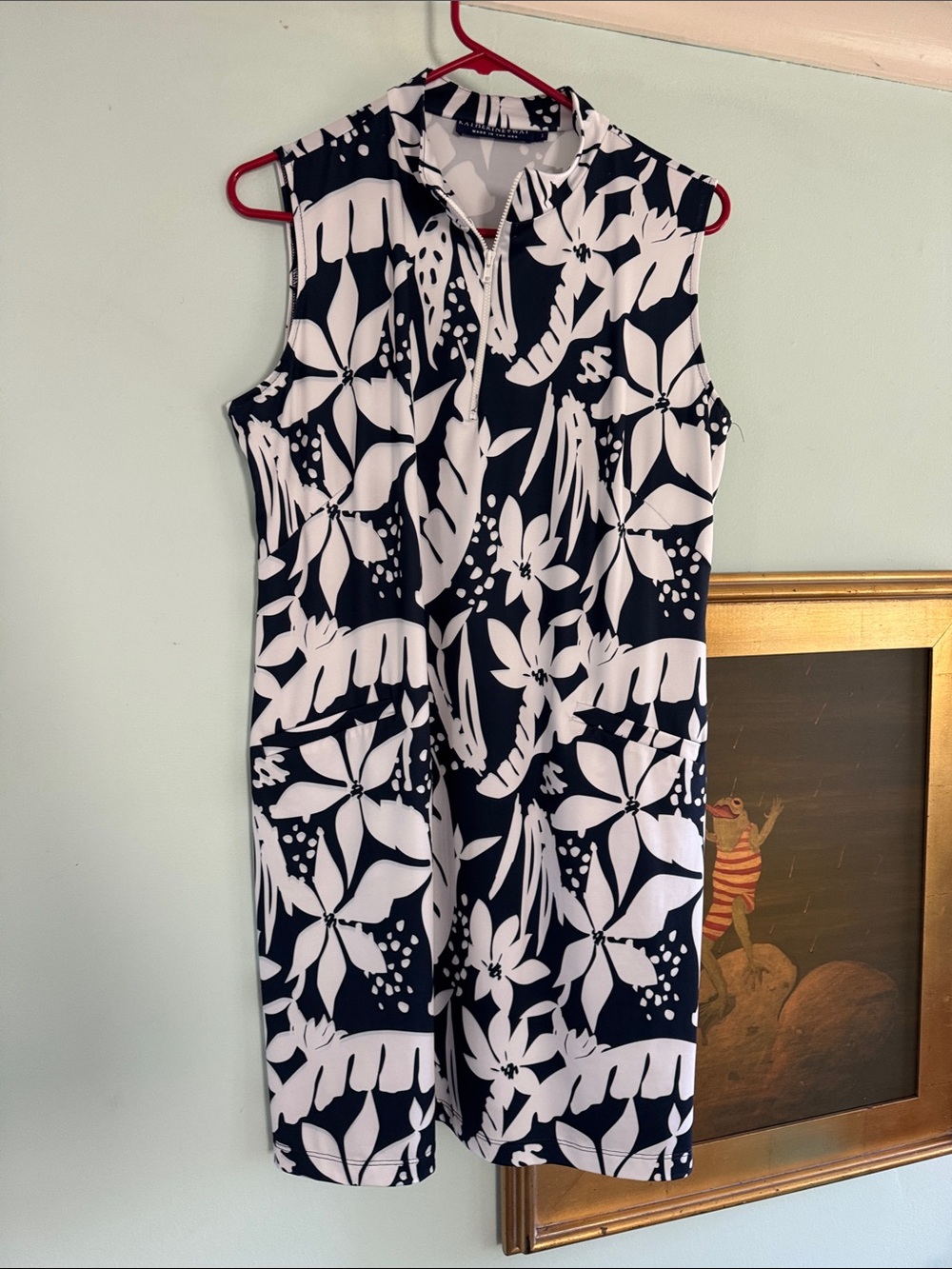 Katherine Way Navy and White Floral Sleeveless Dress